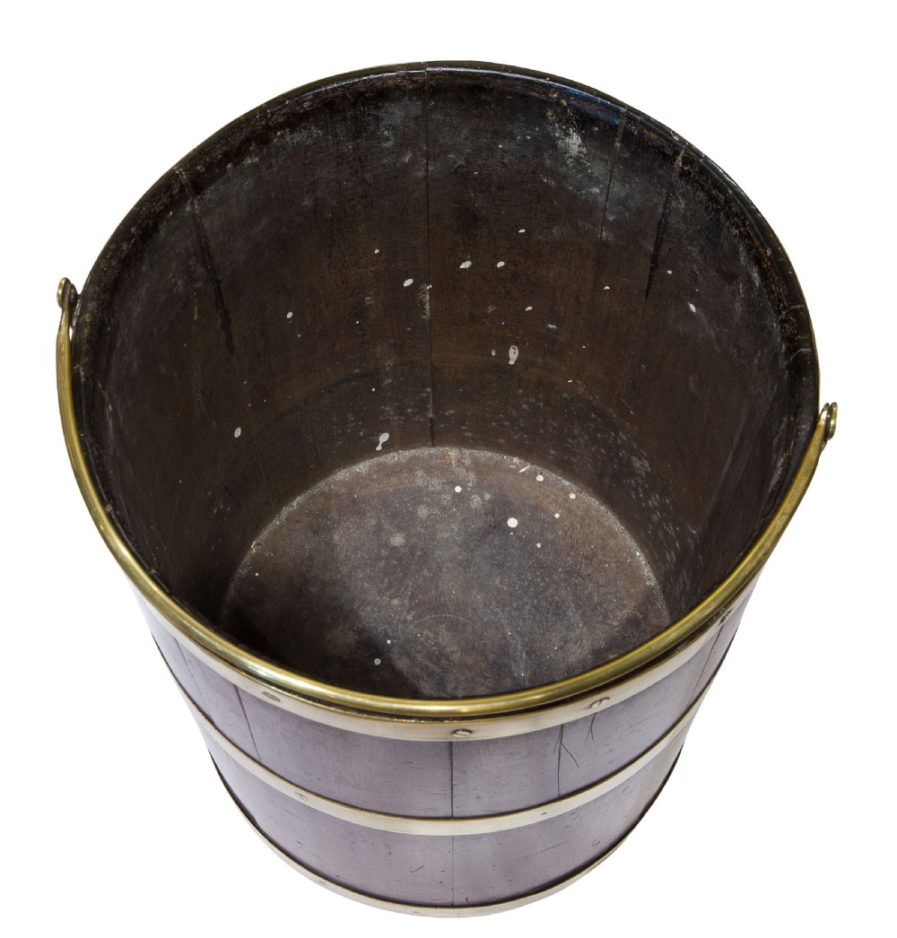 Late Georgian Mahogany and Brass Banded cylindrical Bucket View IV