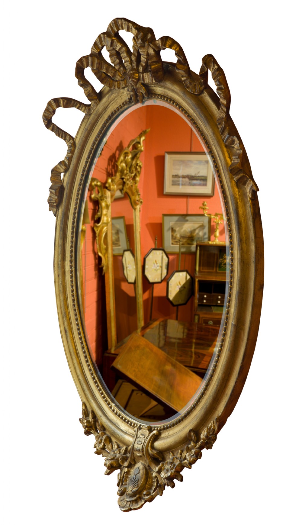 An Oval French 19thC Bevelled Mirror