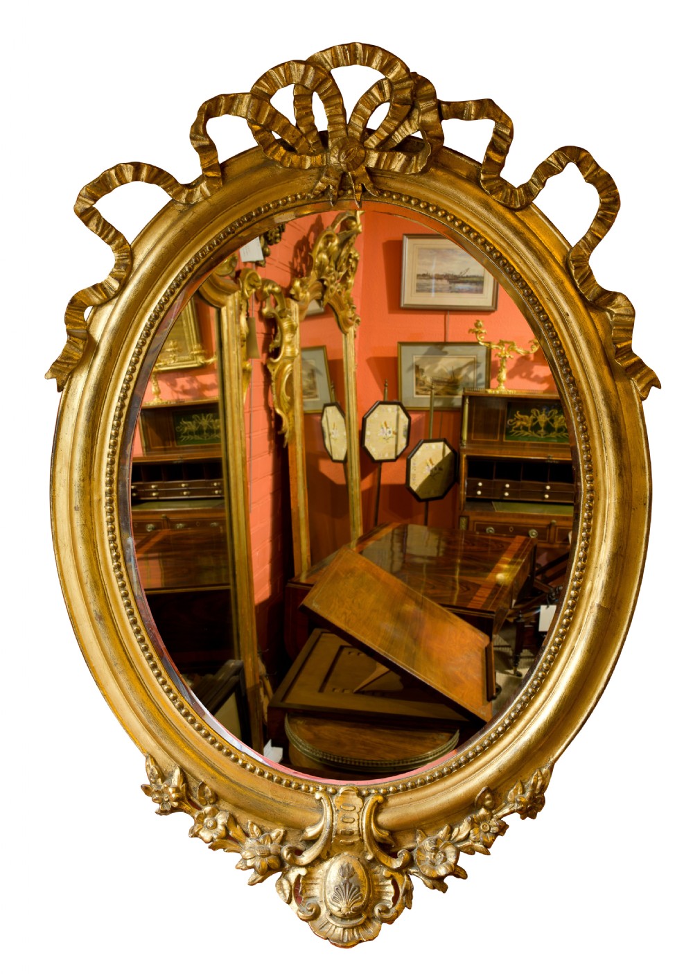 An Oval French 19thC Bevelled Mirror View II
