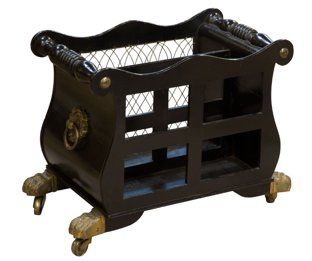 A Late 19thC Ebonised Canterbury with brass grill front View II
