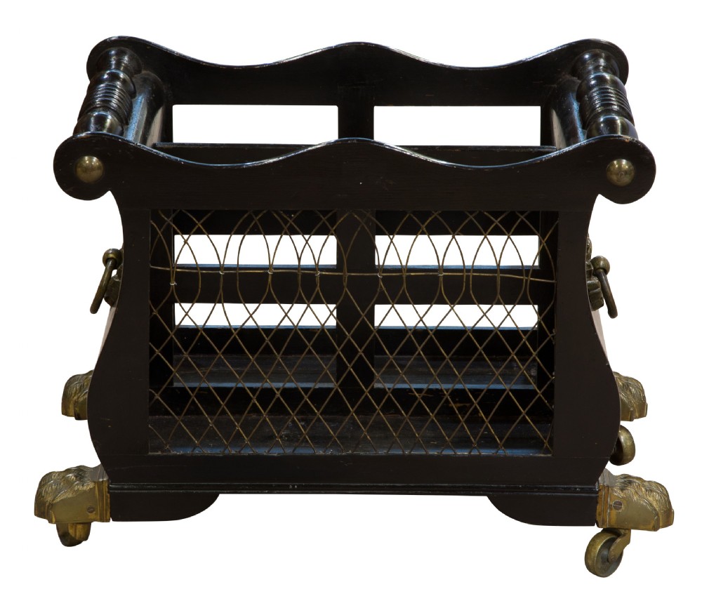 A Late 19thC Ebonised Canterbury with brass grill front View III