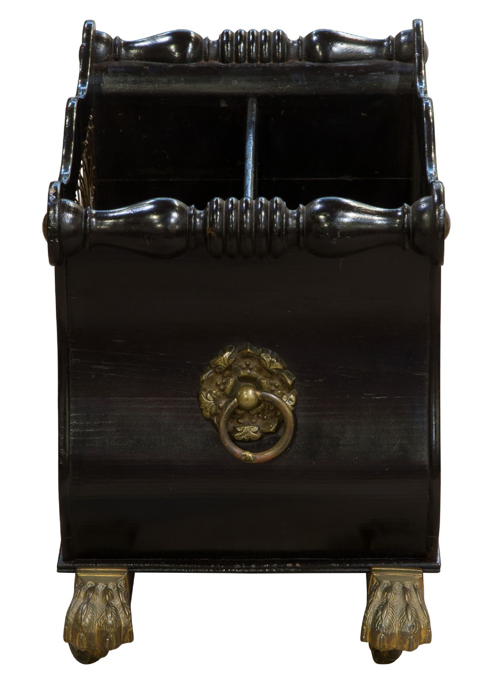 A Late 19thC Ebonised Canterbury with brass grill front View IV