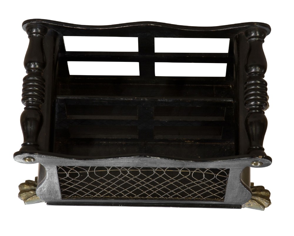A Late 19thC Ebonised Canterbury with brass grill front View V