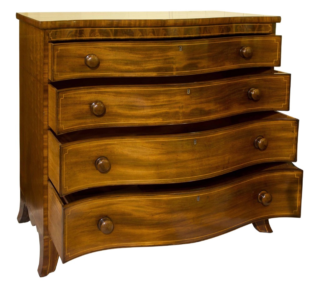 George III Mahogany & Satinwood chest of drawers View II