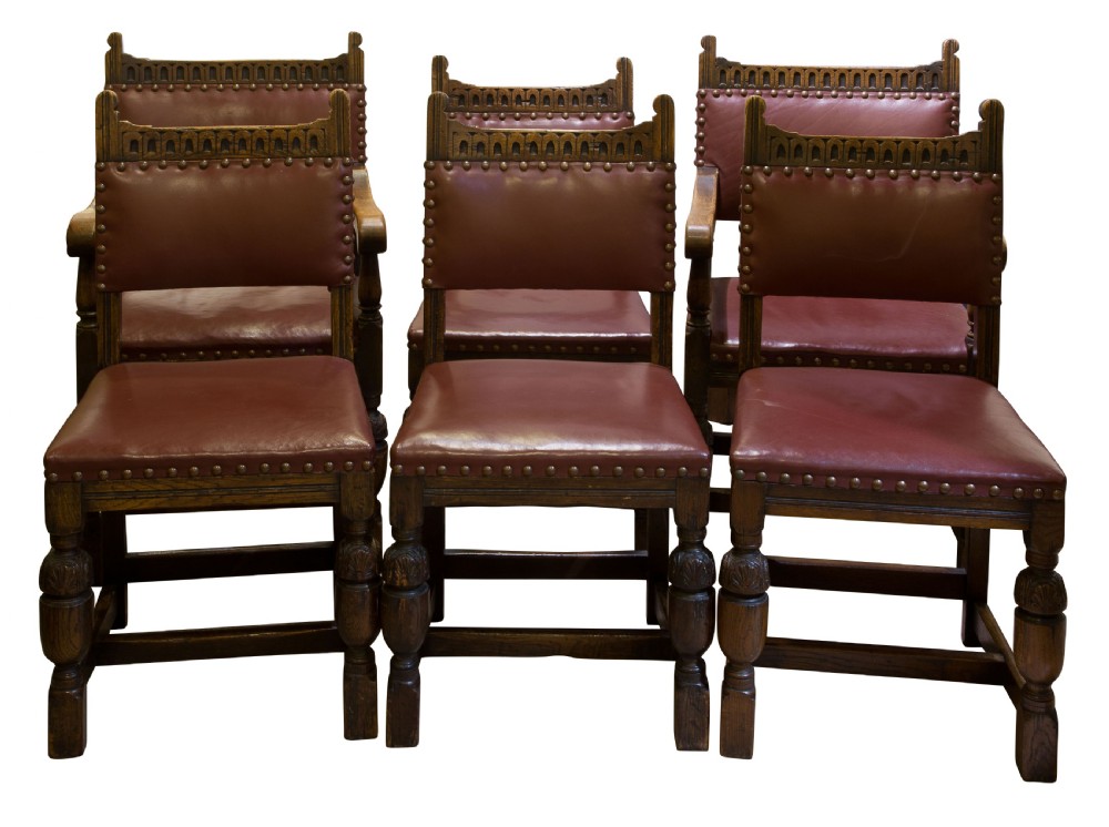 Set of 6 carved Oak chairs