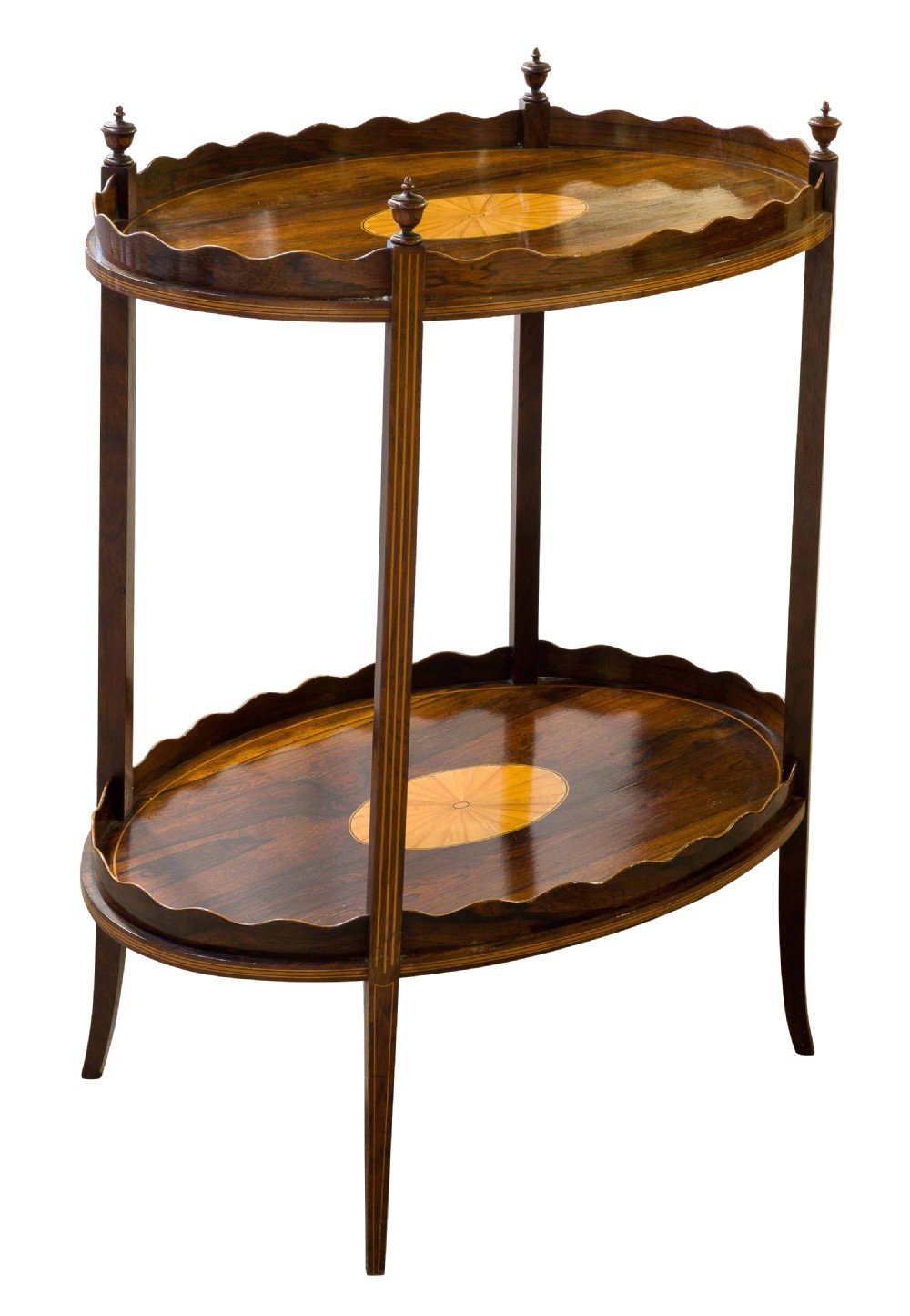 An elegant Edwardian Sheraton Revival 2 tier Etagere