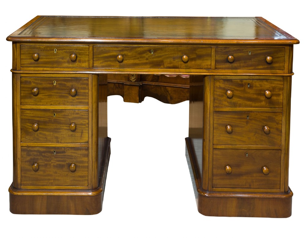 An Edwardian Mahogany Pedestal desk View III