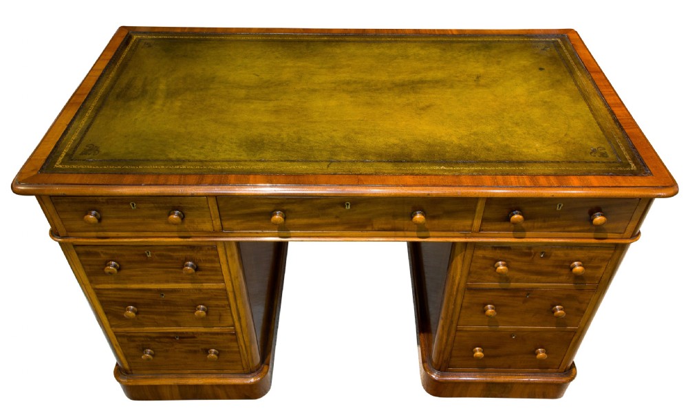 An Edwardian Mahogany Pedestal desk View V