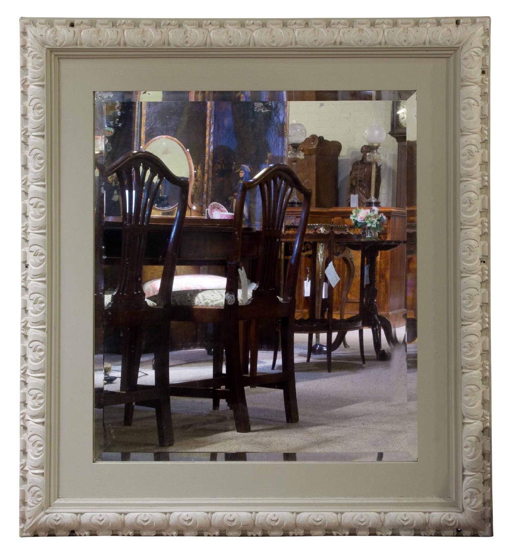 Rectangular painted wall mirror with carved frame View IV