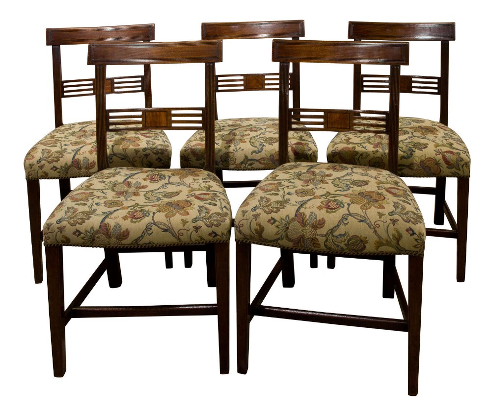 Five 18th century bar back chairs