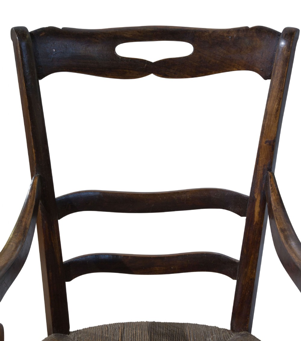 Antique French Stained Fruitwood Elbow Chair View IV