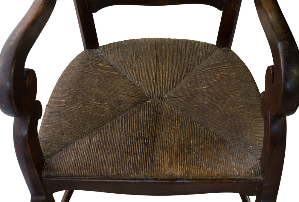 Antique French Stained Fruitwood Elbow Chair View V