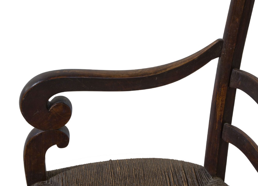 Antique French Stained Fruitwood Elbow Chair View VI