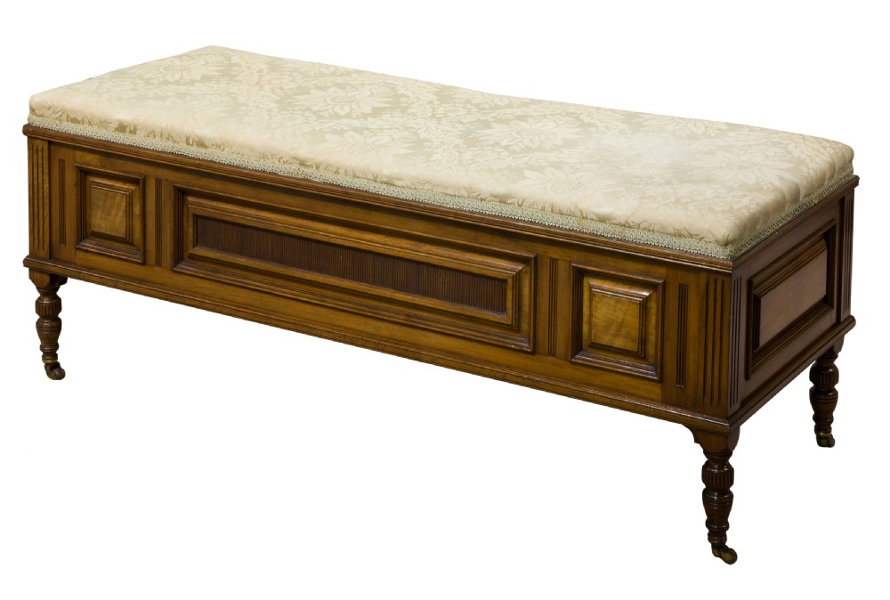 19thC Ottoman Stool in solid walnut