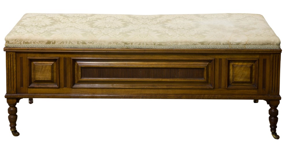 19thC Ottoman Stool in solid walnut View III