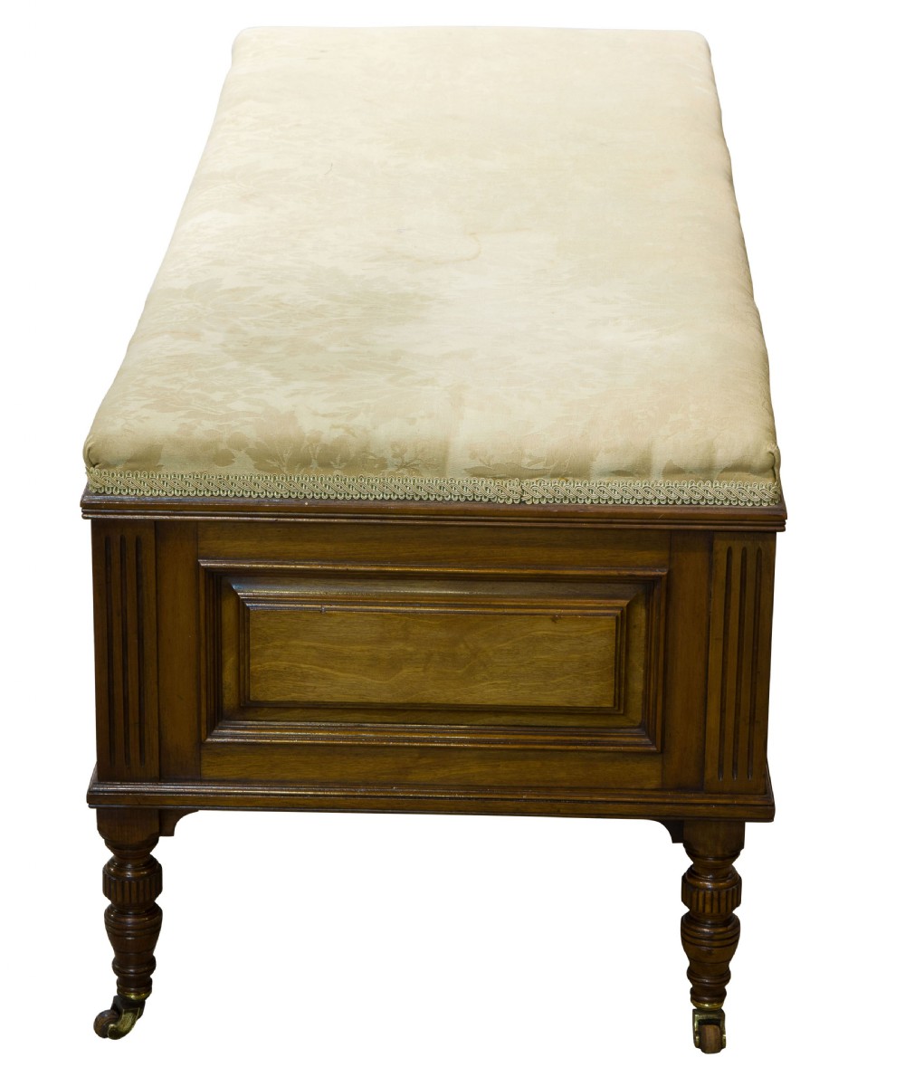 19thC Ottoman Stool in solid walnut View IV