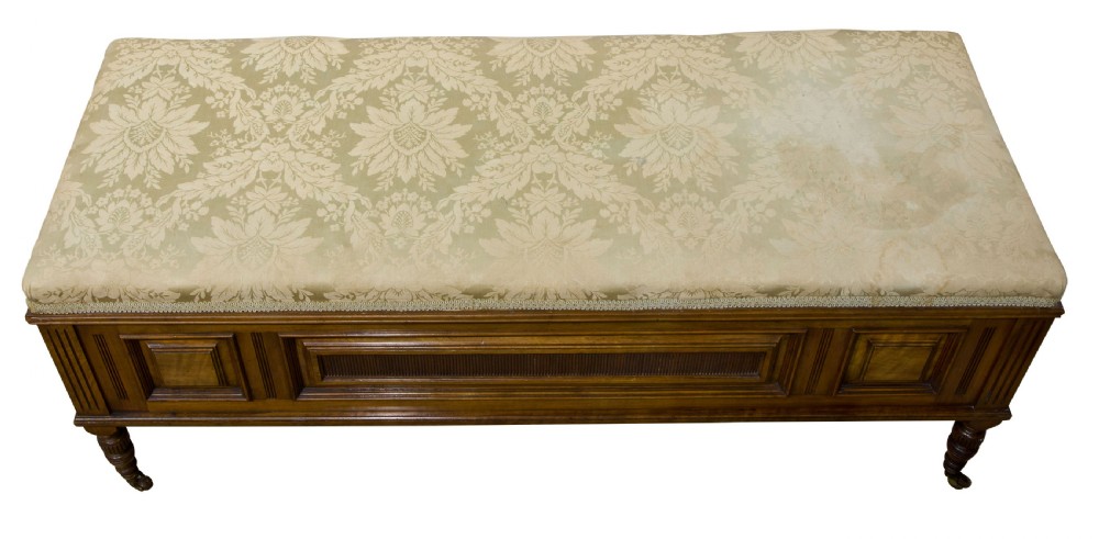 19thC Ottoman Stool in solid walnut View VI