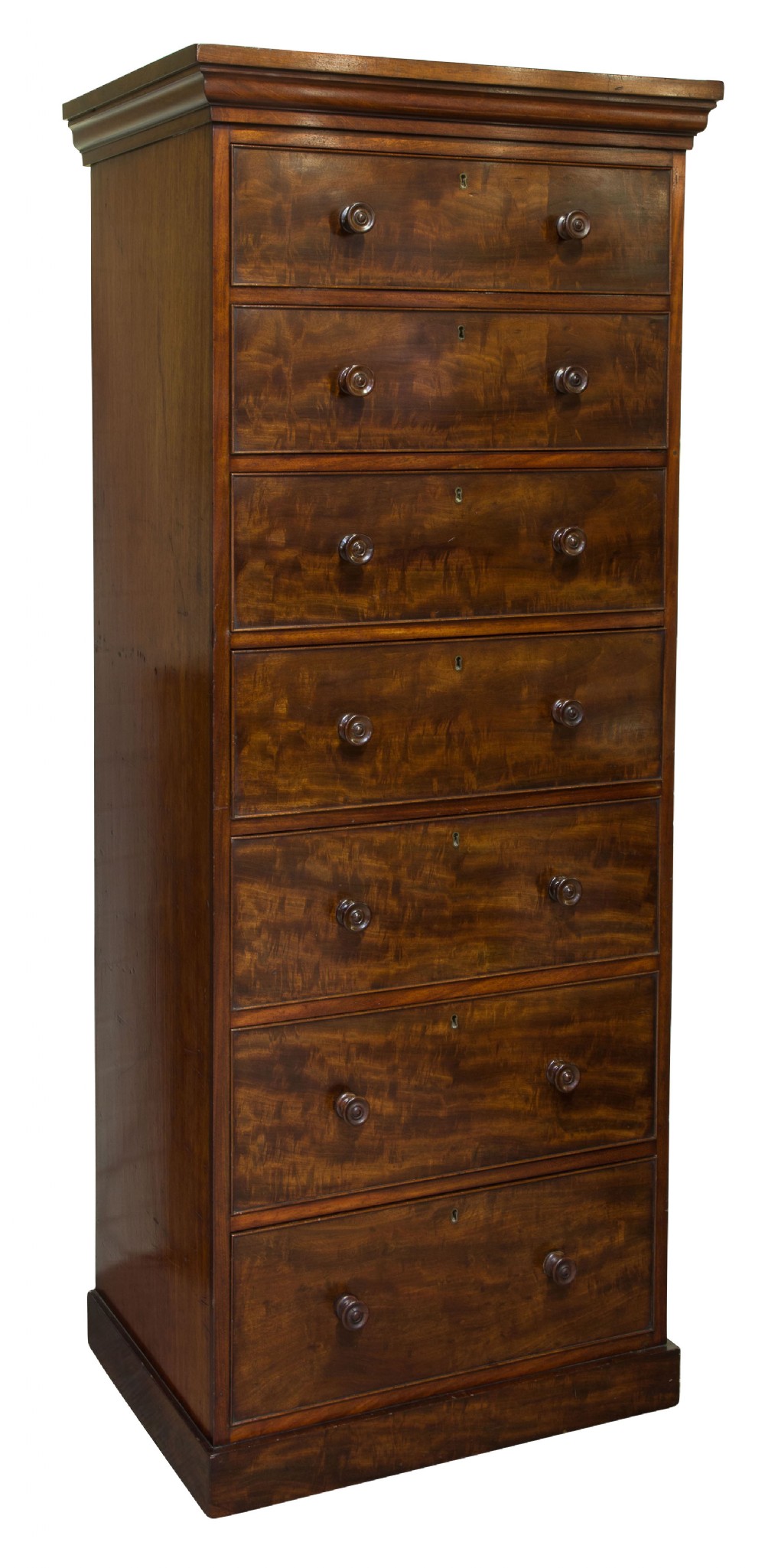 Mid 19thC Tall Mahogany Chest of Narrow Proportion