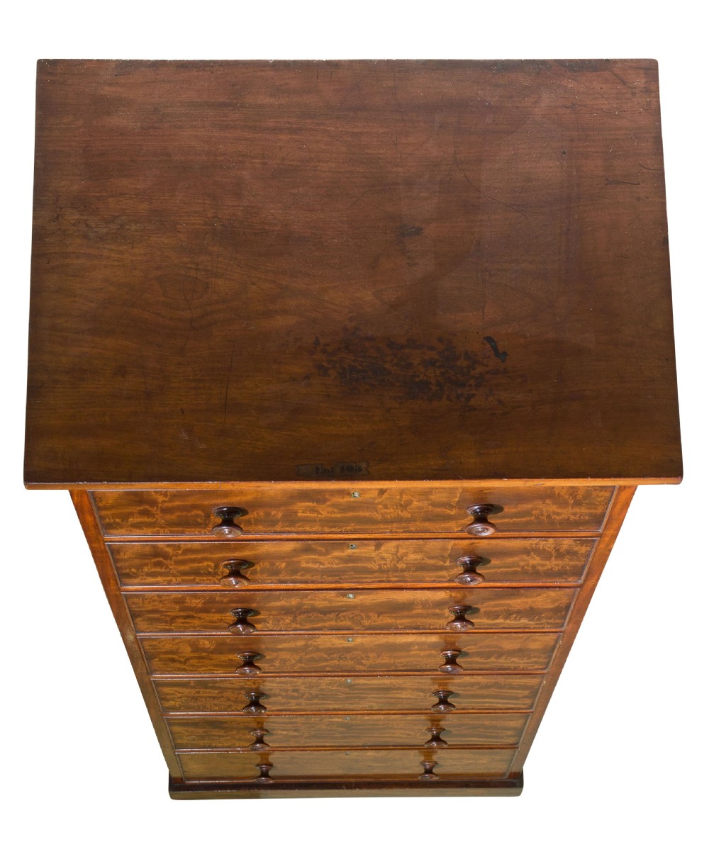 Mid 19thC Tall Mahogany Chest of Narrow Proportion View V