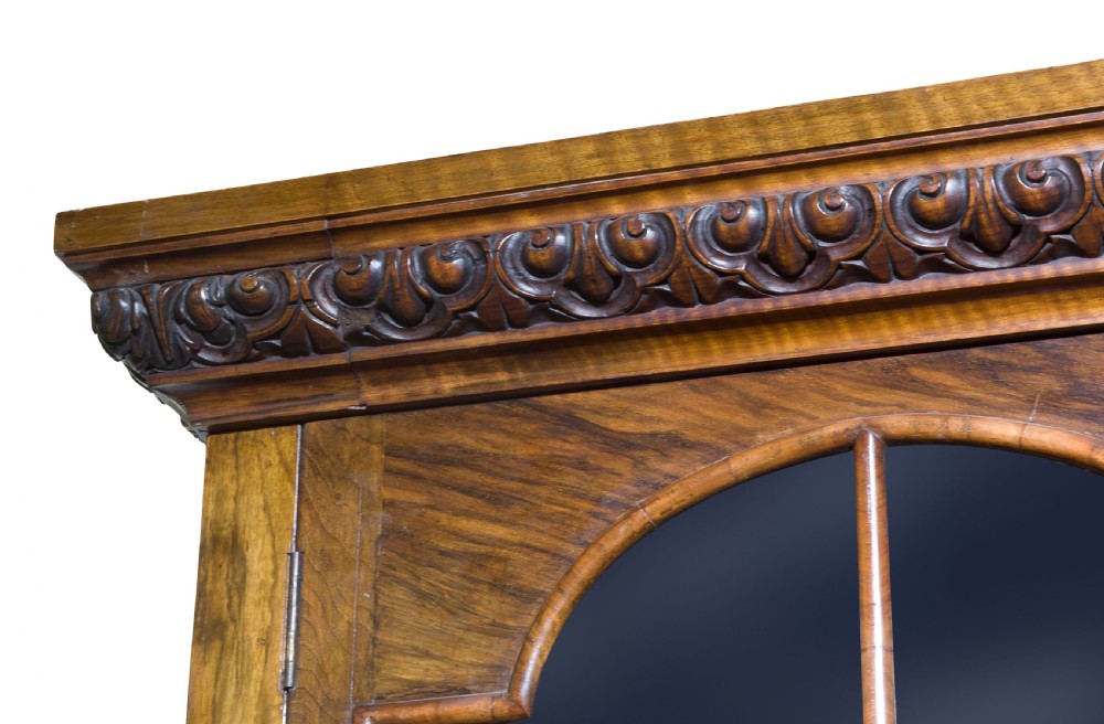 Mid 19thCentury Burr and Figured Walnut Bookcase View V