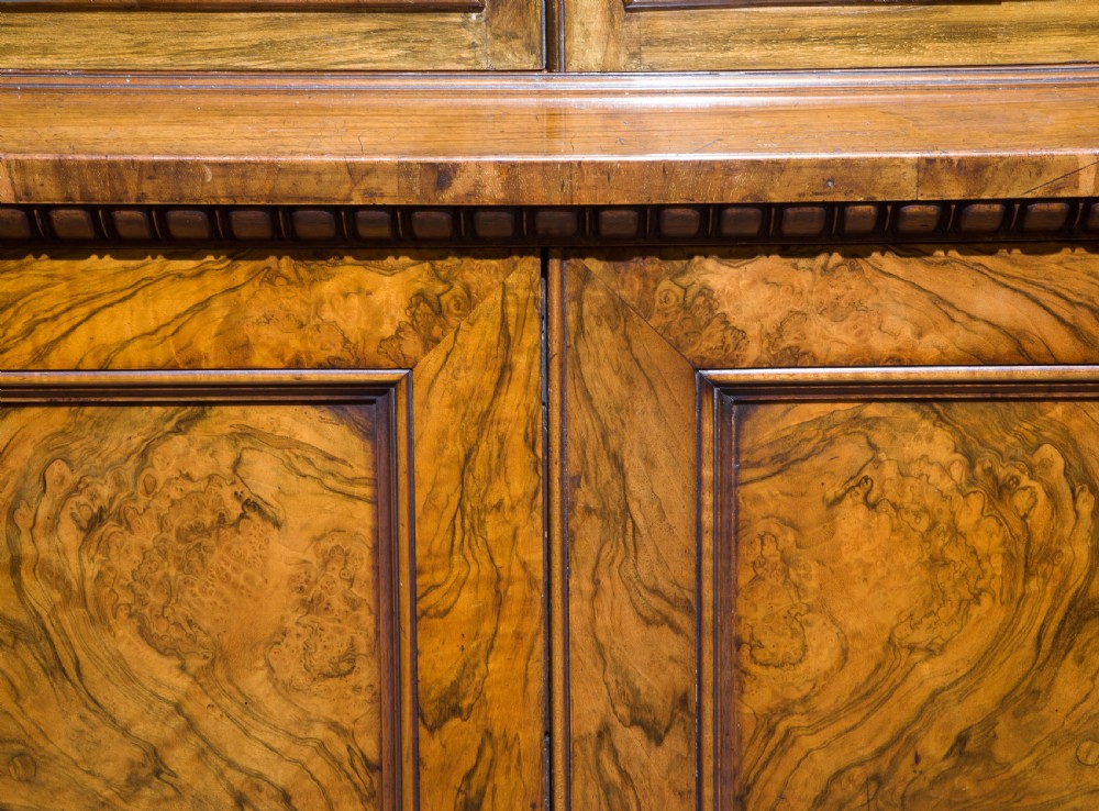Mid 19thCentury Burr and Figured Walnut Bookcase View VI