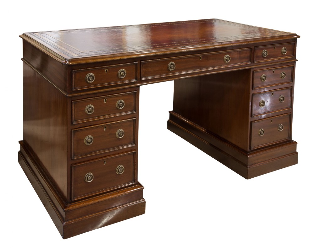 19thCentury Mahogany Pedestal Desk