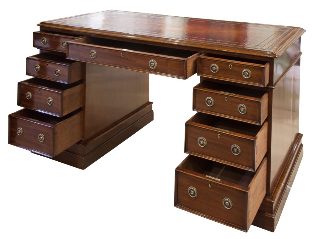 19thCentury Mahogany Pedestal Desk View III