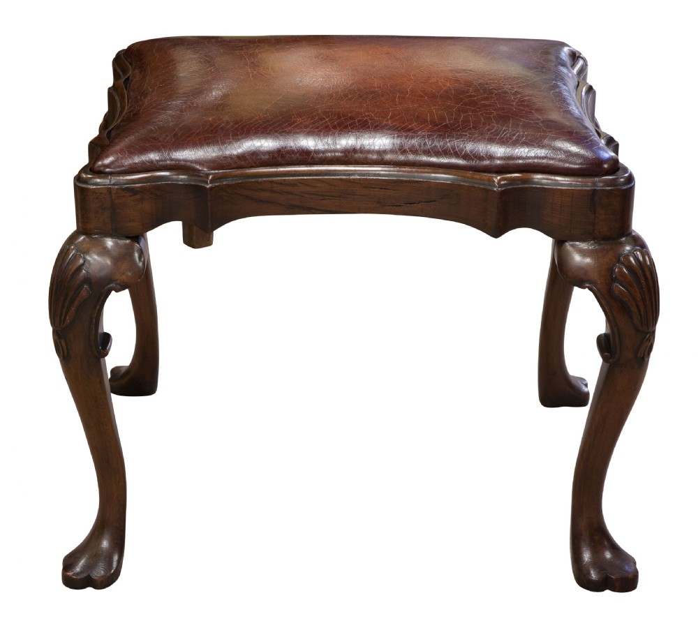 Walnut Framed Leather Top Stool View II