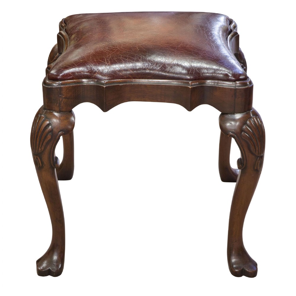 Walnut Framed Leather Top Stool View III