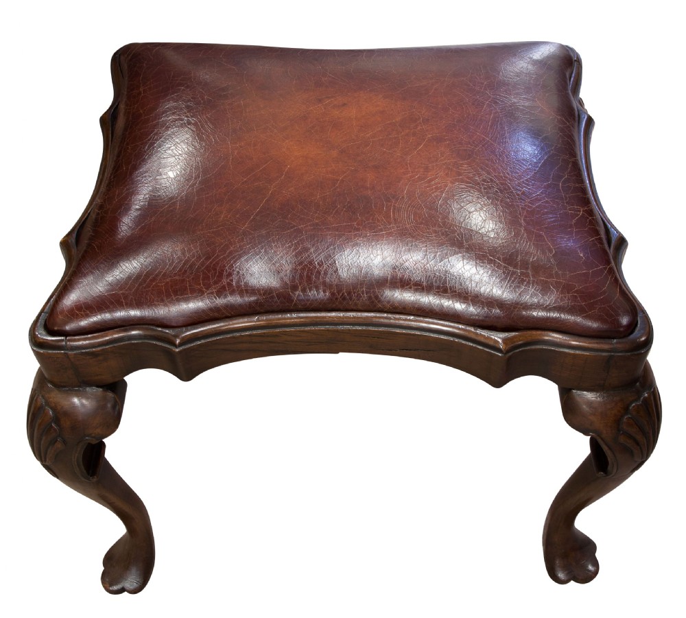 Walnut Framed Leather Top Stool View IV