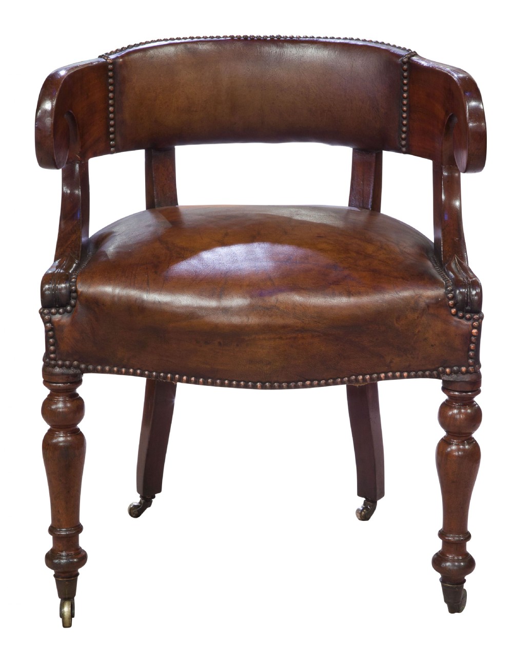 Leather Upholstered Mahogany Library Chair View II