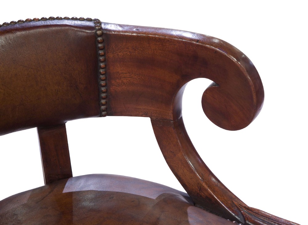 Leather Upholstered Mahogany Library Chair View IV
