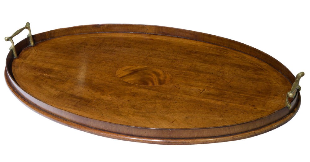 19thCentury Oval mahogany Tray