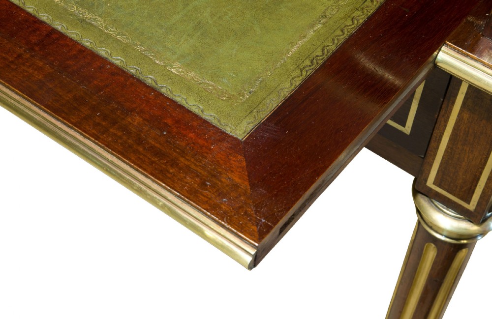 French 19thc Louis XVI style brass inlaid cylinder desk View VI