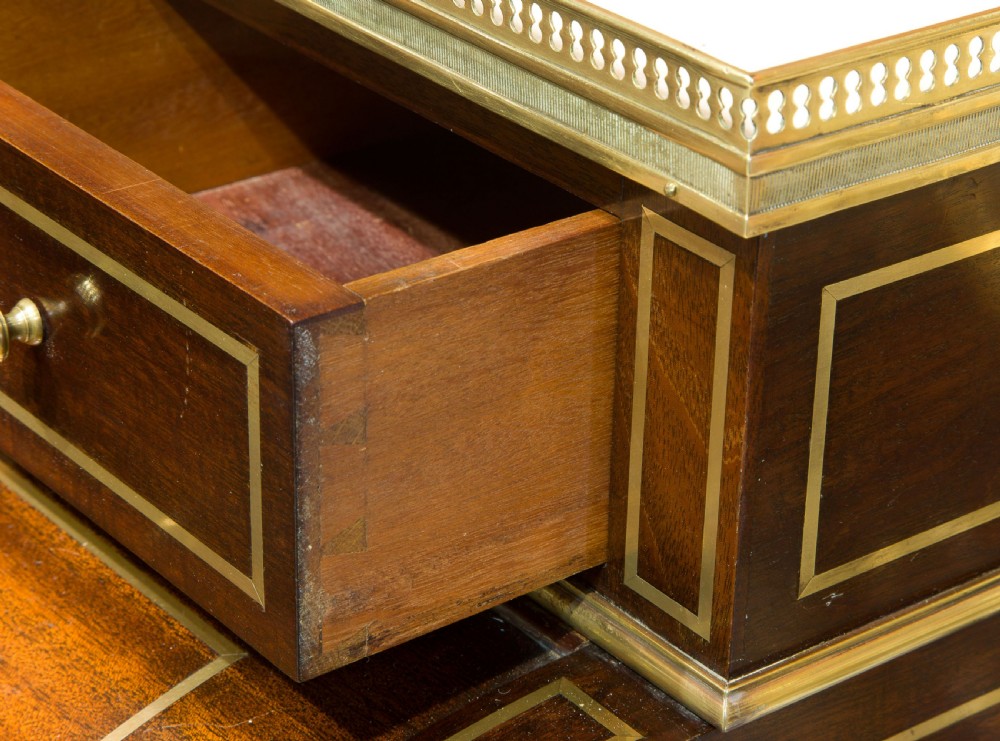 French 19thc Louis XVI style brass inlaid cylinder desk View VIII