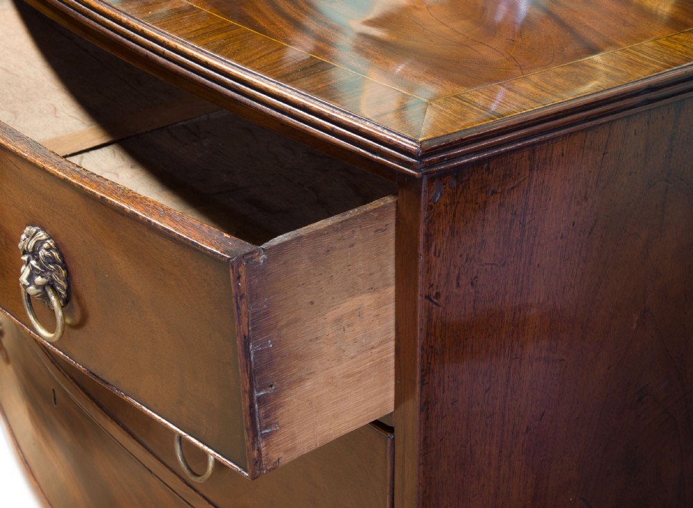 Late Regency bowfront chest of drawers c1820 View VI