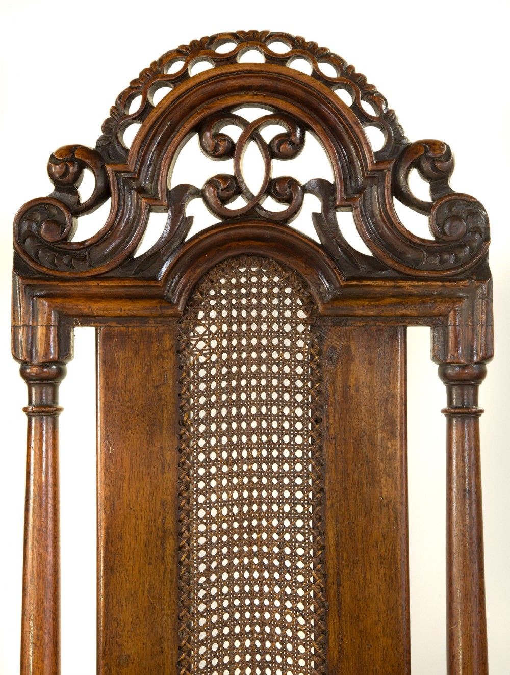 Pair of 19thc walnut high back chairs View VI