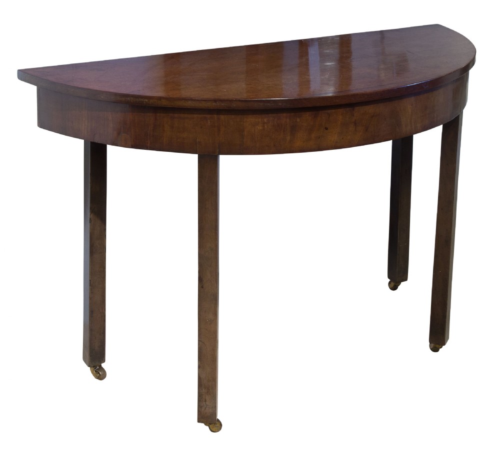 Pair of George III demi-lune console tables c1780 View II