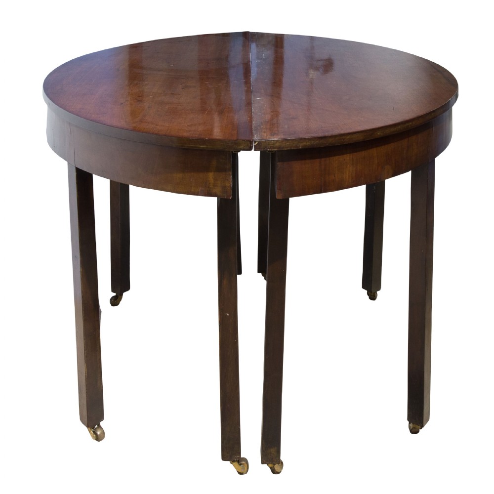 Pair of George III demi-lune console tables c1780 View VI