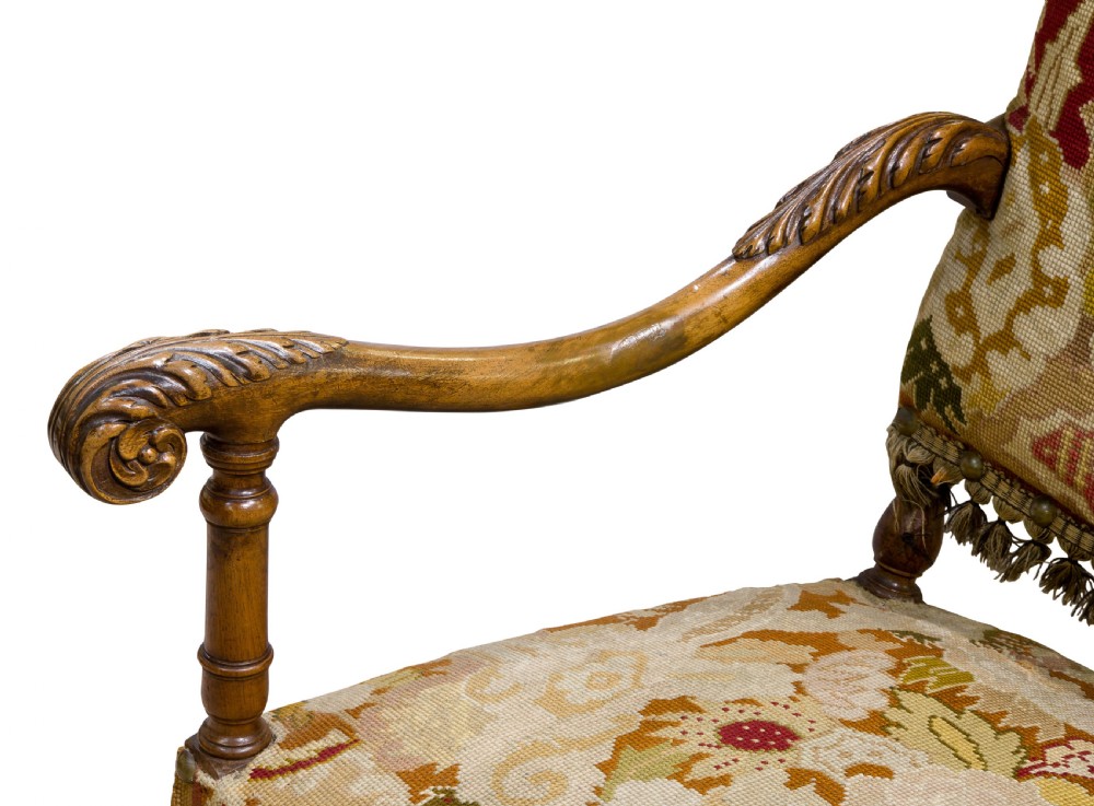 Louis XIV style carved walnut armchair View IV