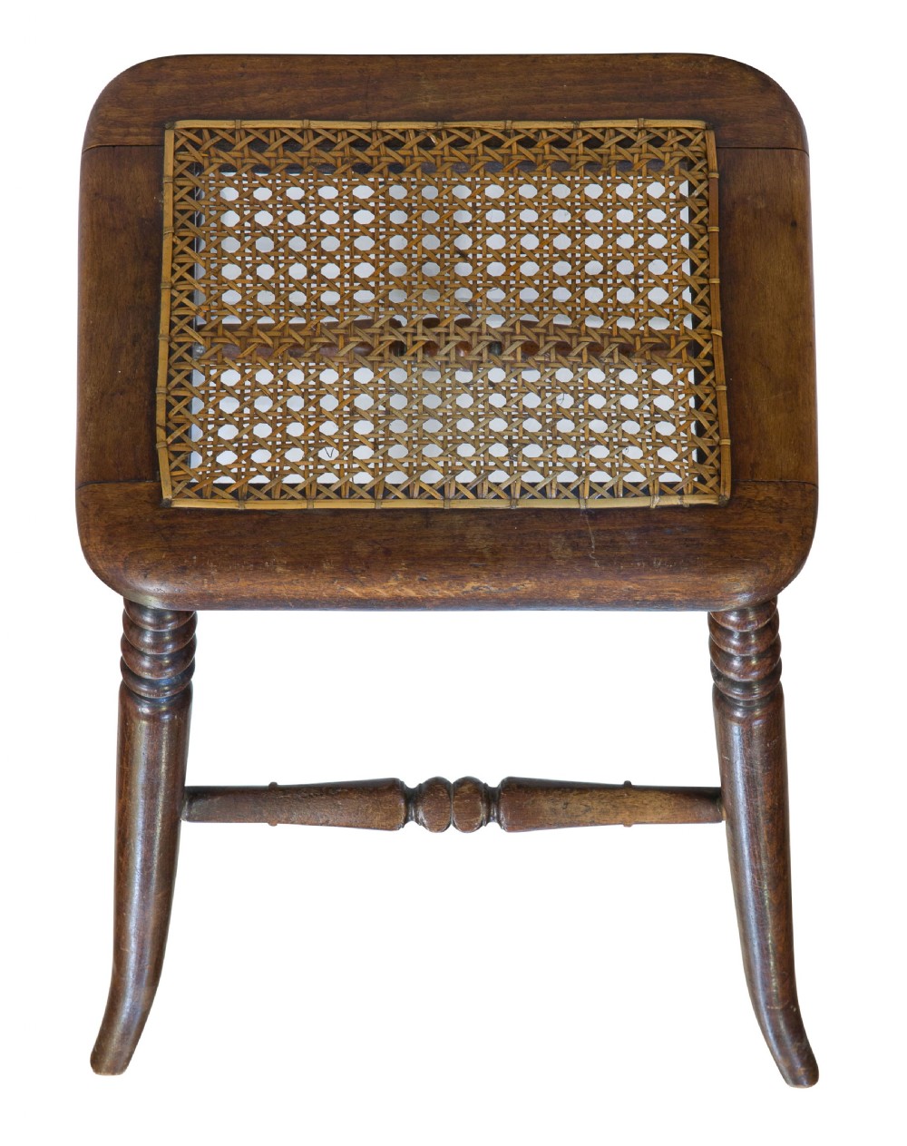 A beech framed tall stool with caned top on slender turned legs View IV