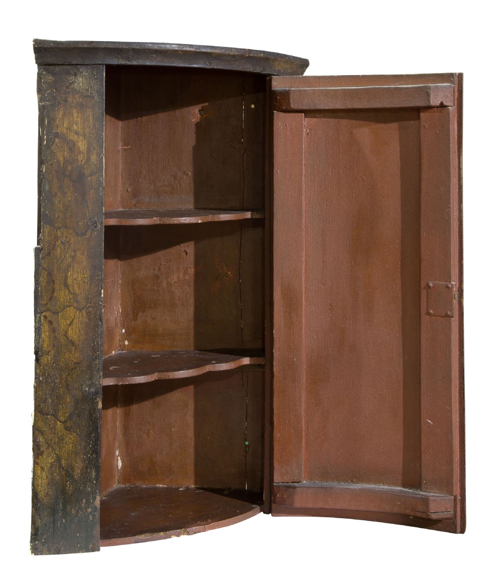 Rare small single door painted corner cupboard View III