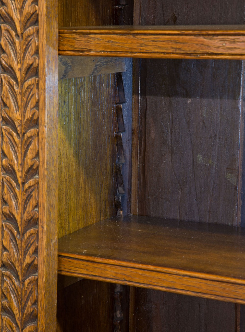 Victorian Carved Oak open Bookcase c1890 View IV