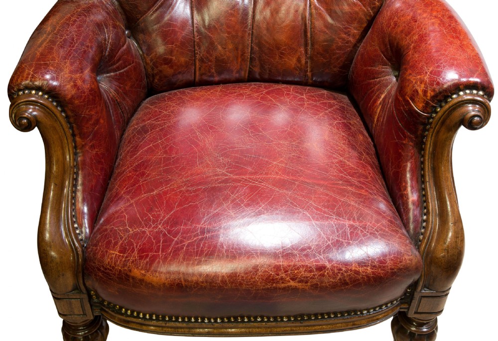 19thc mahogany and leather library chair View VI
