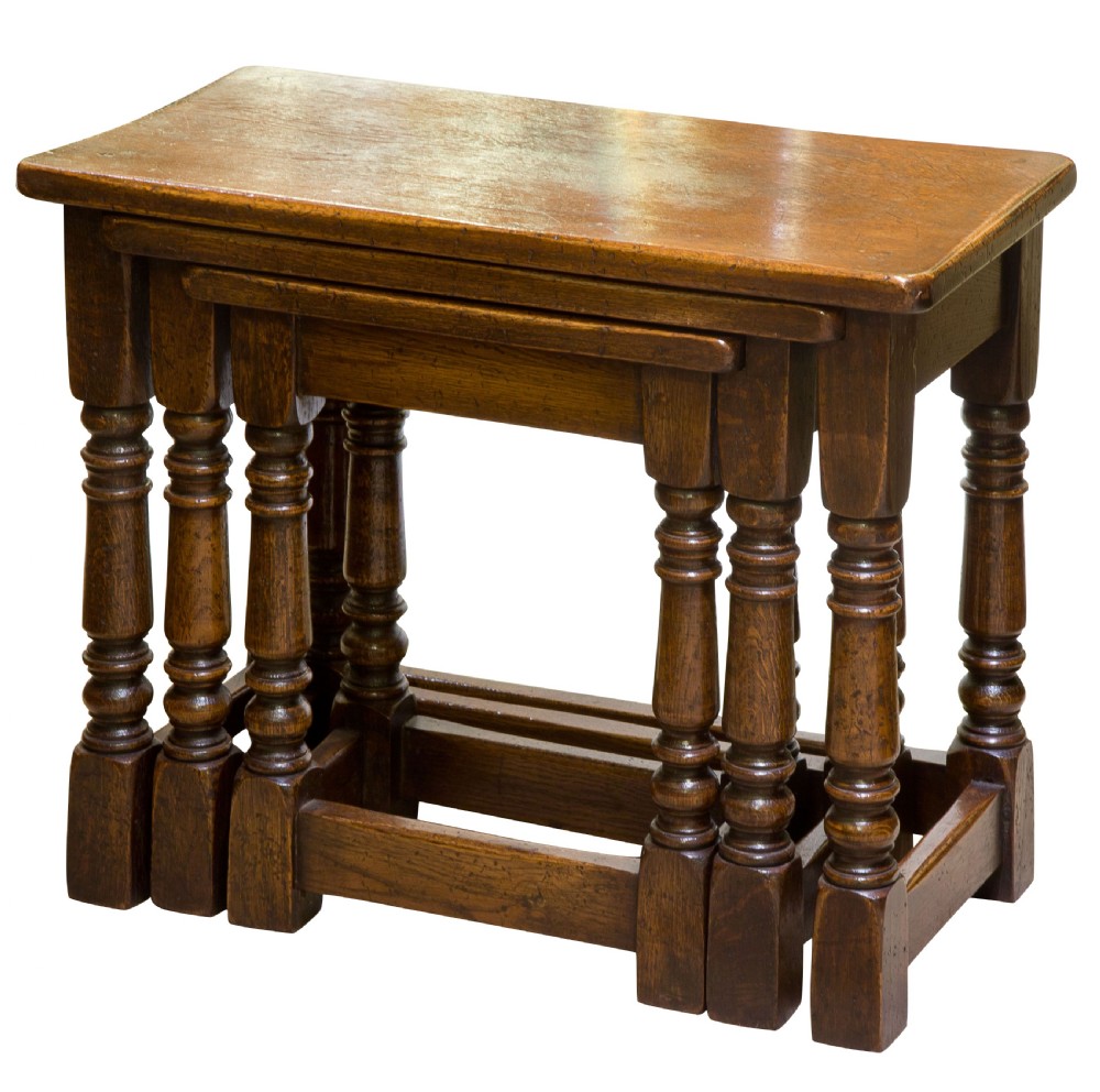Nest of Three Oak Tables