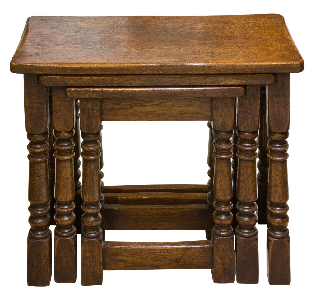 Nest of Three Oak Tables View II