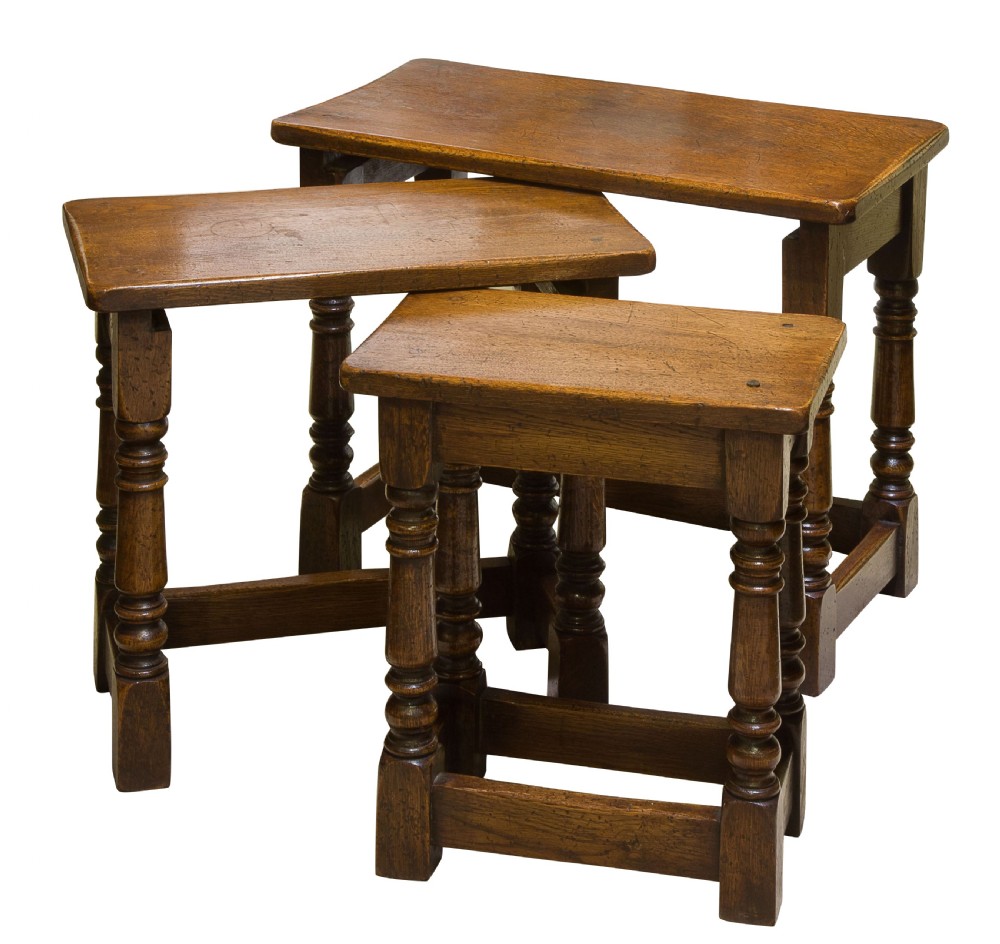 Nest of Three Oak Tables View IV