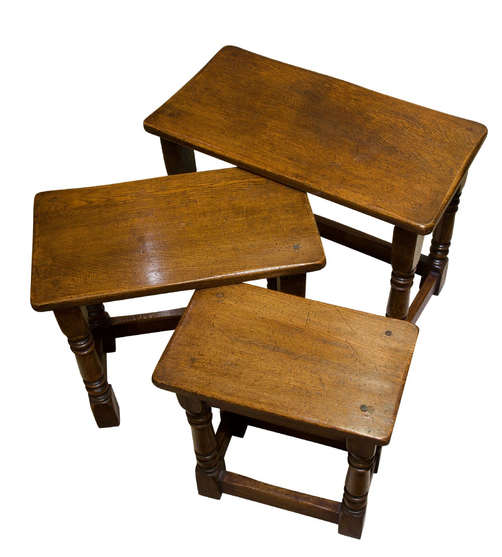Nest of Three Oak Tables View V