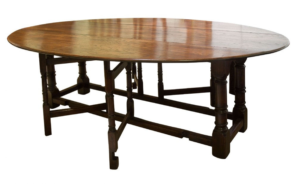 Extra long oak gate leg table View II