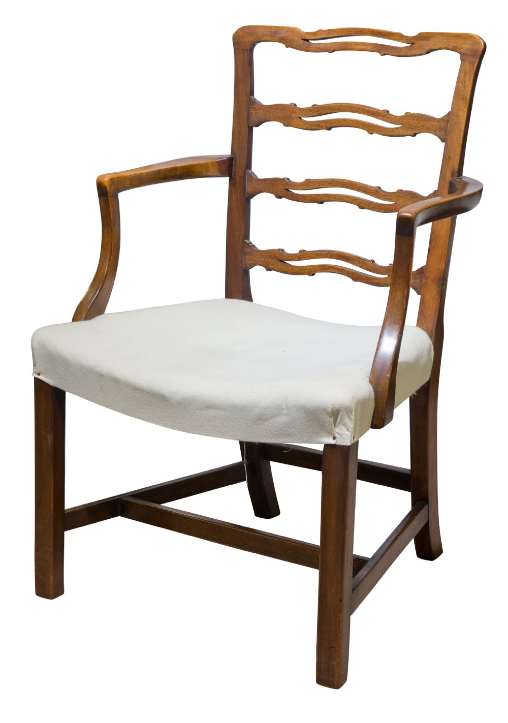 A Good set of 6 George III style mahogany ladderback chairs View V